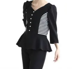 【新品】完売品 ボーダーズアットバルコニー ハートネックツイルブラウス 36