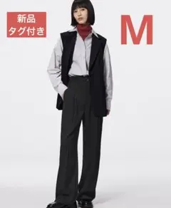 【新品・タグ付き】　GU GU ベルテッドストレートパンツ　ブラック　M