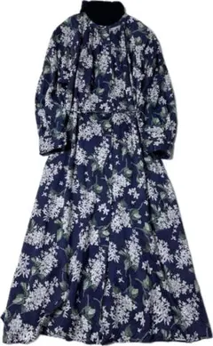 ビューティ&ユース リバティプリント ギャザーワンピ ライラック　ブラック