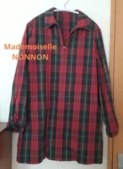 【新品タグ付】マドモアゼルノンノン　ノーカラージャケット　綿　ストライプ　38 Mademoiselle NON NON / マドモアゼルノンノン | ファッション