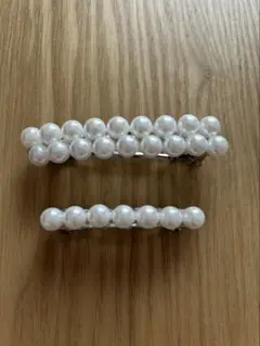 ハンドメイド　 パールヘアバレッタ2個セット