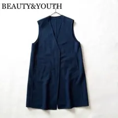 2711Z 美品 ビューティアンドユース ロングジレ リバーコート素材 毛 M