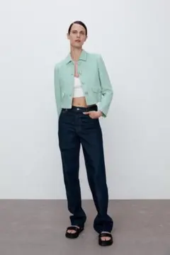 ZARA ツイードジャケット　ミントグリーン