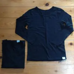 無印良品　2枚セット あったか綿インナー　ブラック　140　クルーネック長袖