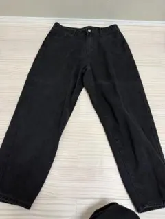 ブラックデニム ワイドレッグパンツ