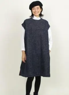 美品 45R モールデニムジャンパースカート 定価¥82,500 綿混麻混★のサムネイル