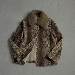 00s vintage リアルファーコート レオパード柄 L相当 Y2K ギャル
