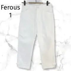 Ferous フェルゥ 裾リボン　コットン混クロップドパンツ　白　S サルエル