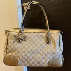 美品】GUCCI シマレザー プリンシー ミニボストン アイボリー - メルカリ