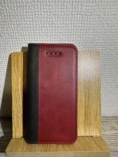 iPhone 5用 赤黒手帳型ケース