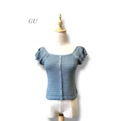 【GU】 2WAYレーシースクエアネックセーター 半袖 (S) フェミニン