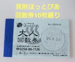 【未使用10枚】日帰り温泉 みつけ健幸の湯 ほっとぴあ 回数券 入浴券 新潟のサムネイル