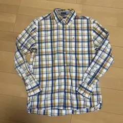 トミーヒルフィガー 長袖チェックシャツ カスタムフィット M イエロー×ブルー