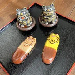 シーサー 置物 箸置き 4点セット 陶器製