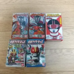 食玩 ソフビ 指人形 タイムレンジャー、仮面ライダー 未開封当時物5体まとめ売り