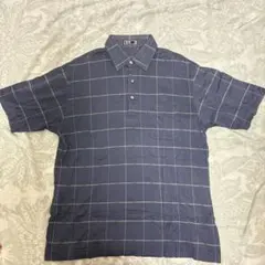 DAKS ネイビー チェック柄 ポロシャツ