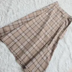 ナノ・ユニバース（M）フレア ロングスカート チェック柄 Dカンベルト トラッド