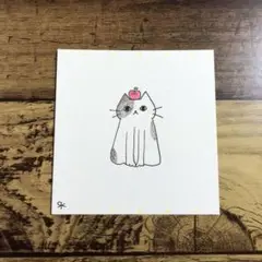 【1215】【黒白猫の絵】オリジナル手描きアナログイラスト原画自作創作アート作品