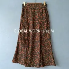 GLOBAL WORK 花柄ロングスカート 春夏 薄手 裏地なし