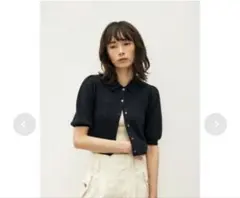 【エムアンダーバー】moussy 短丈半袖ニット（ブラック）