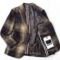 【美品】ZARA テーラードジャケット ツイード オンブレチェック 2B XL