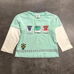 【送料無料】新幹線Tシャツ　グリーン　90サイズ