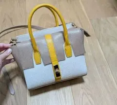 ロペピクニック　バイカラー ミニショルダーバッグ ハンドバッグ　イエローベージュのサムネイル