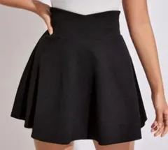 黒 フレアスカート ハイウエスト SHEIN PETITEジップバックスカート