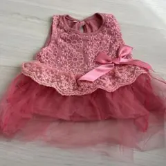 未使用　ベビードレス 花柄刺繍 ピンク