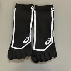 asics 5本指ソックス ブラック 滑り止め付き2足セット25-27cm、のサムネイル