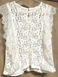 ホワイトレースノースリーブシャツ