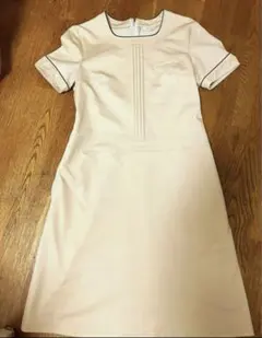 エステ★ユニホーム★制服★ライトベージュ★ワンピース★パイピング★美品★M相当