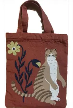 猫と花　ゴブラン織　トートバッグ