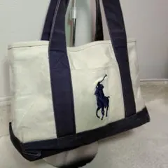 POLO RALPH LAUREN トートバッグ キャンバス ポロ刺繍 ネイビーのサムネイル