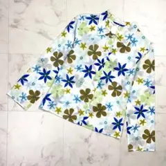 agnes b. 総花柄シアーブラウス シャツ フラワー ブルー 2*PD723のサムネイル