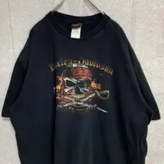 USA製】00s ハーレーダビッドソン 両面プリント Tシャツ スカル L 黒 
