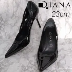DIANA　サイドカット　エナメル　パンプス　ポインテッドトゥ　ピンヒール　無地