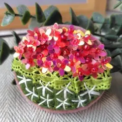 サボテンのフラワーバスケットブローチ16