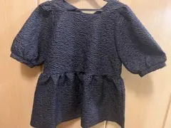 JUNOAH ジュノア ふくれジャガードペプラムトップス　ブラック