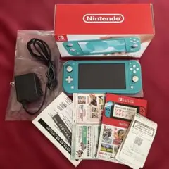 動作OK Switch Lite 付属品完品 ターコイズ 新品時ガラスフィルム