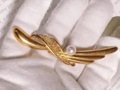 ヴィンテージ 18K 透かし細工 パール ブローチ