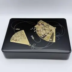 【未使用/箱付】小文庫 天上の舞 扇柄 小物入れ 漆器 日本製 山中塗