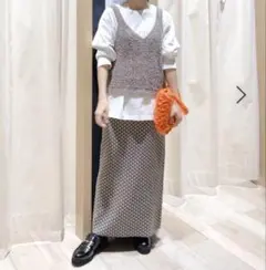 【LEPSIM】ニットタイトスカート F ロングスカート 幾何学柄 スリット