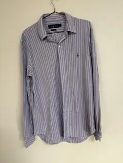Ralph Lauren 長袖シャツ L 紫と白ストライプ