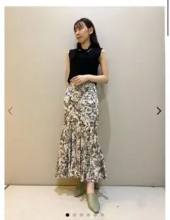 【タグ付き】モザイクフラワーマーメイドスカート　リリーブラウン