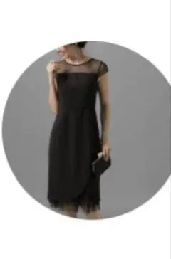 S パーティードレス　Andemiu ブラック シースルー 袖付き