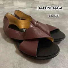 BALENCIAGA バレンシアガ サンダル クロス レザー フラット 38のサムネイル