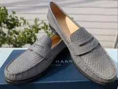 COLE HAAN 新品未使用！グレー レザー型押し ローファー
