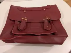 サッチェルバッグ フェイクレザー レッド 赤