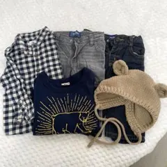 男の子　70 80 セット　トレーナー　長袖　デニム　長ズボン　ニット帽　まとめ